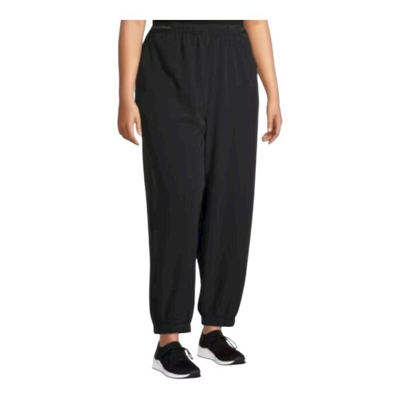 Sports Illustrated Plus Size 1X Jogger Pants Black Stretch Moisture Wicking - Picture 1 of 7